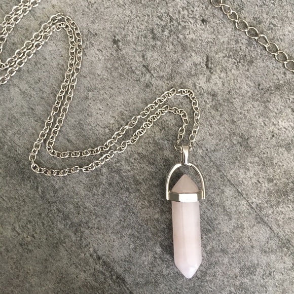 Rose Quartz Silver Toned Healing Point Necklace. - Picture 6 of 8